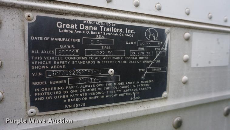 image for item DD6496 1995 Great Dane 7011TY dry van trailer
