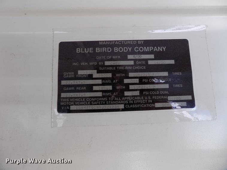 image for item DB8595 2001 Chevrolet CV200C school bus