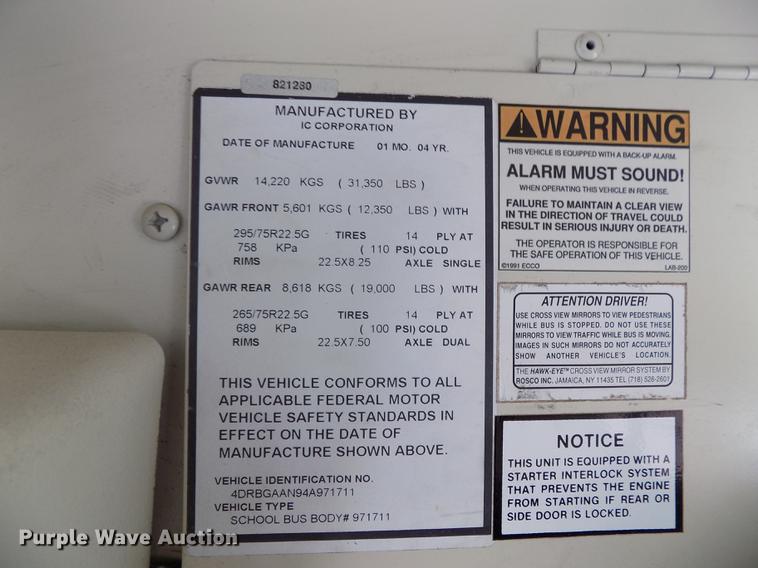 image for item DB8596 2005 International FE school bus