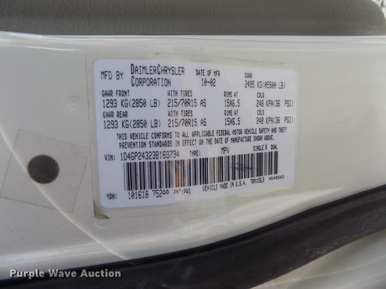 image for item DB8599 2003 Dodge Grand Caravan van