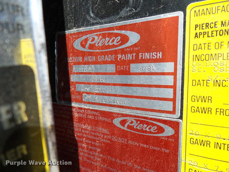 image for item DD3444 1981 Pierce U-1844M fire truck