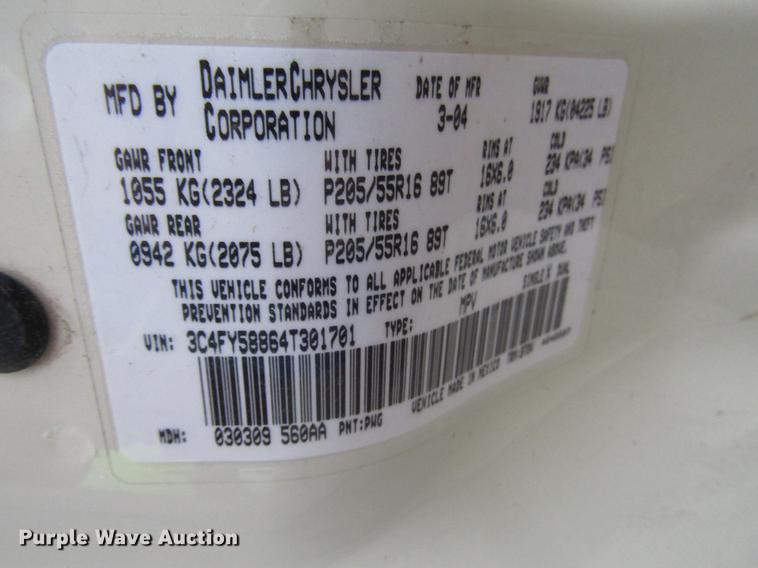 image for item DD4283 2004 Chrysler PT Cruiser