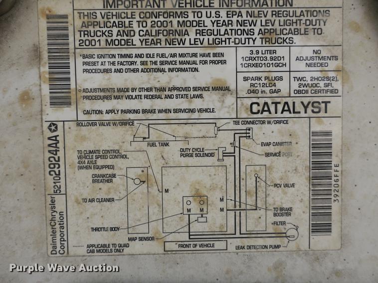 image for item DE3820 2001 Dodge Dakota pickup truck