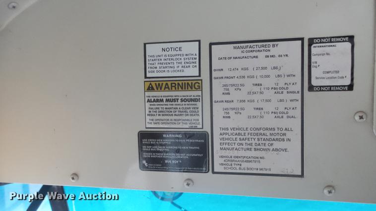 image for item DF4333 2004 International CE school bus