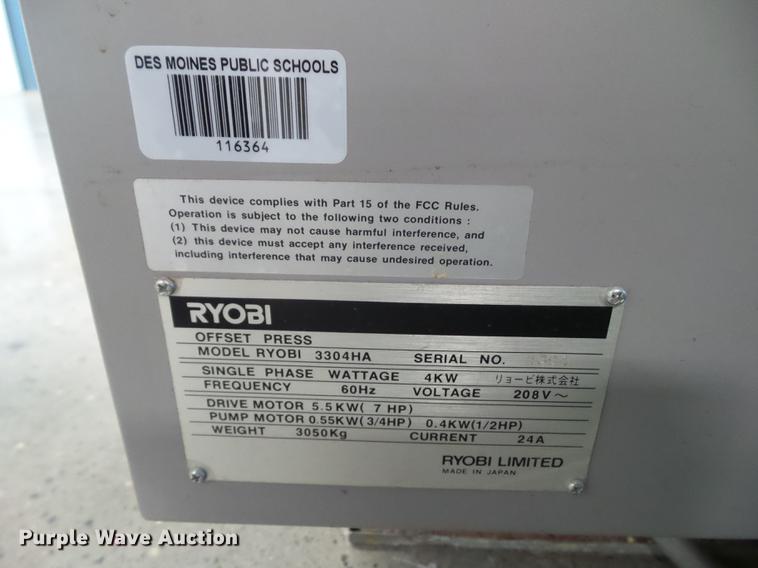 image for item DZ9418 Ryobi 3304HA four color off-set press