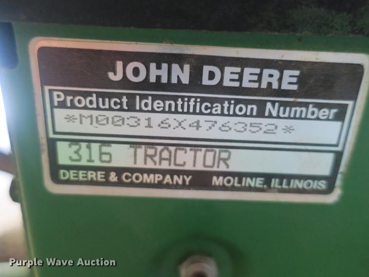 image for item EO9351 John Deere 316 lawn mower