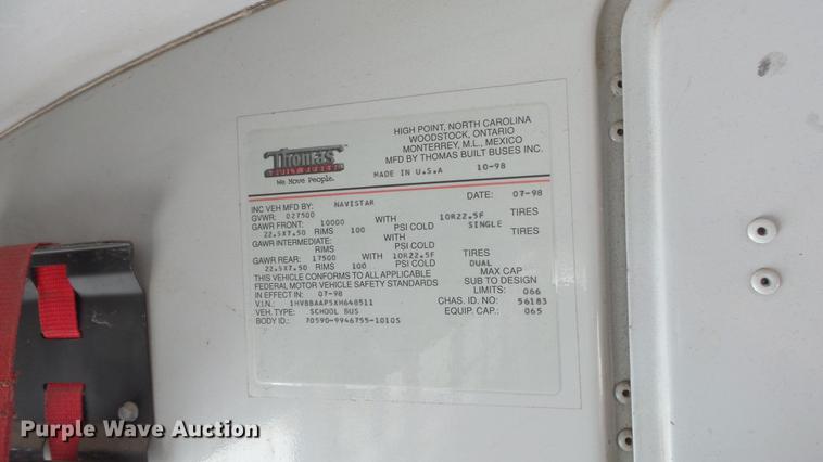 image for item FO9058 1999 International 3800 school bus