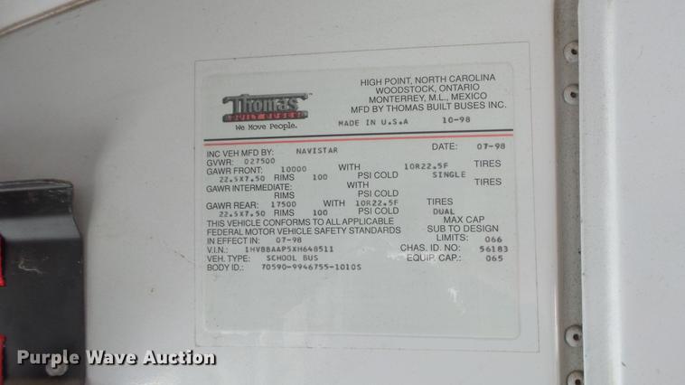 image for item FO9058 1999 International 3800 school bus