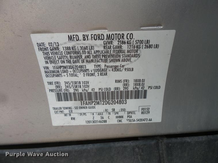 image for item FT9758 2013 Ford Taurus Police Interceptor