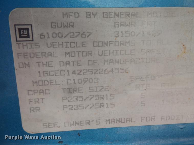 image for item FT9825 1995 Chevrolet 1500 pickup truck