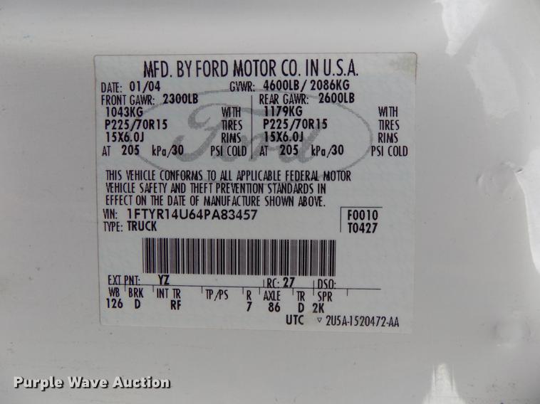 image for item DB8560 2004 Ford Ranger SuperCab pickup truck