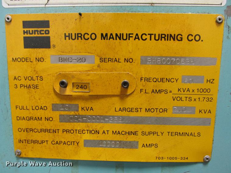 image for item DB9320 1988 Hurco MBC20 CNC vertical milling machine