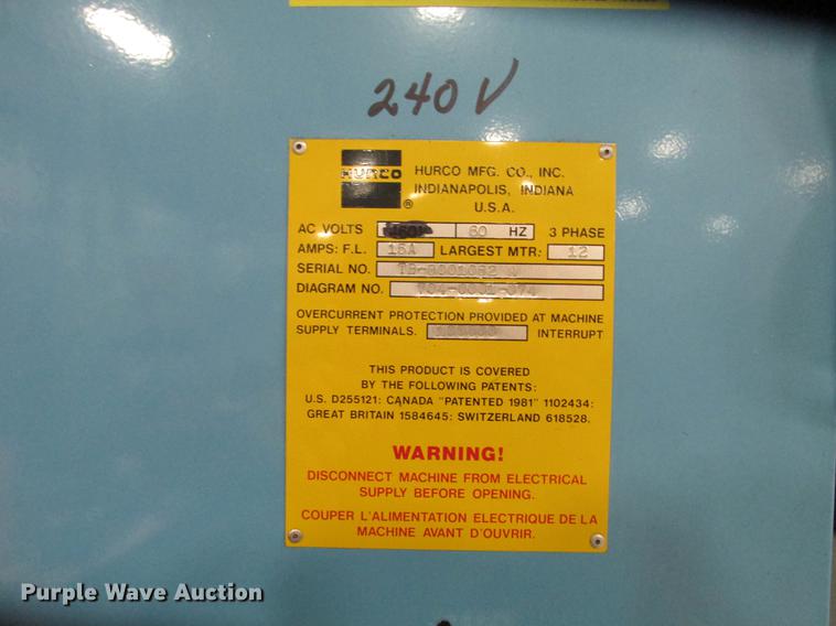 image for item DB9321 1982 Hurco MB11 CNC vertical milling machine