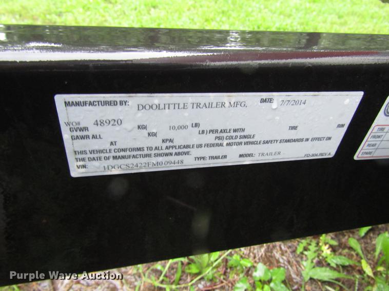 image for item DD4290 2015 Doolittle enclosed cargo trailer