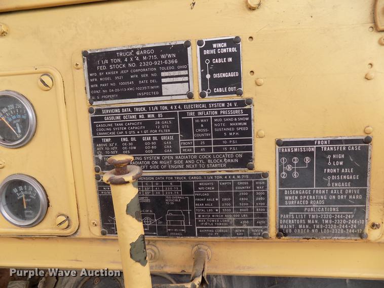 image for item DD5320 1967 Kaiser Jeep M715 truck