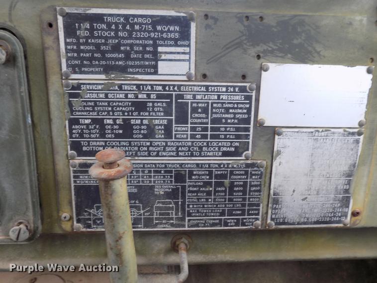 image for item DD5321 1968 Kaiser Jeep M715 truck