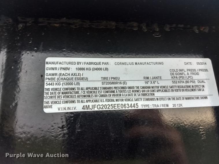 image for item DD5924 2014 Cornpro 202 equipment trailer