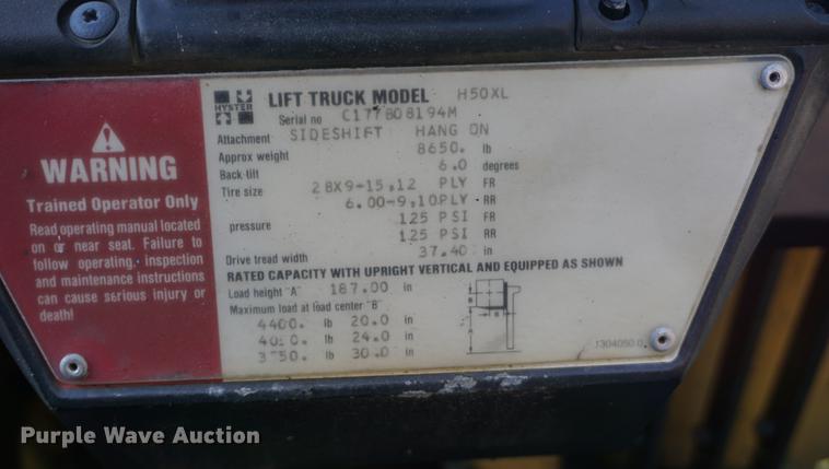 image for item DD6529 Hyster H50XL forklift