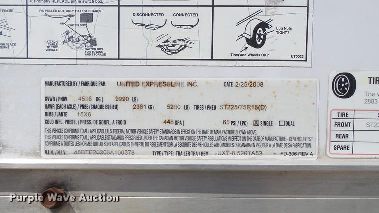 image for item DM9871 2008 United Express Line UXT-B.520TA52 enclosed cargo trailer