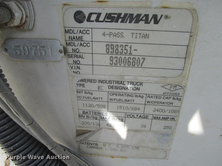 image for item DX9454 Cushman 898351 utility vehicle