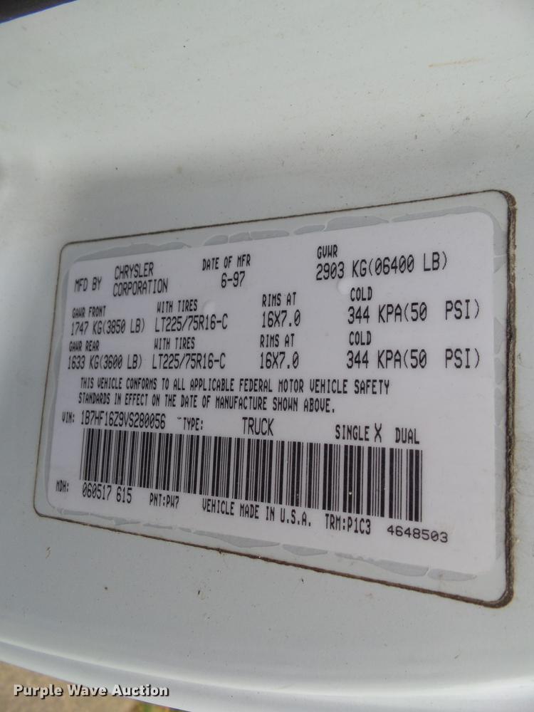 image for item DZ9430 1997 Dodge Ram 1500 pickup truck