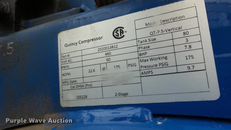 image for item FE9052 Quincy QT7.5 air compressor