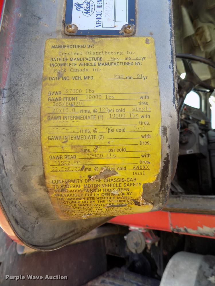 image for item DB8610 1991 Mack RD690S dump truck