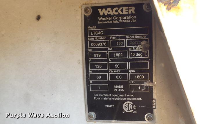 image for item DE4851 2004 Wacker LTC4L light plant