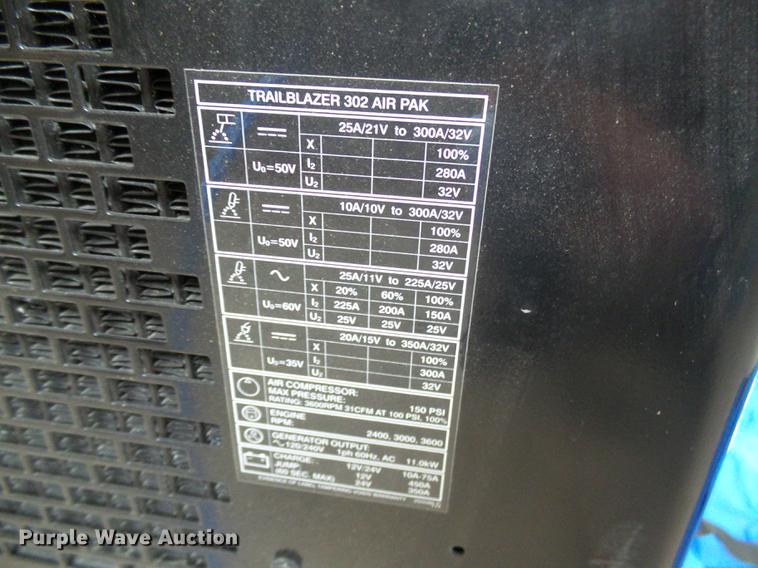 image for item DE5212 2017 Miller Trailblazer 302 Air Pak welder/generator with air compressor