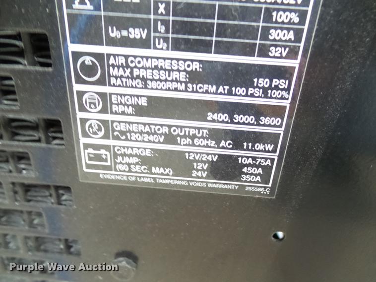 image for item DE5212 2017 Miller Trailblazer 302 Air Pak welder/generator with air compressor