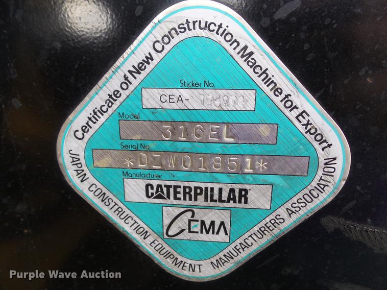 image for item L5703 2015 Caterpillar 316EL excavator