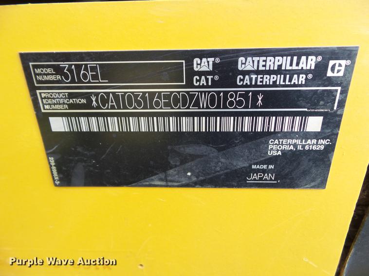 image for item L5703 2015 Caterpillar 316EL excavator