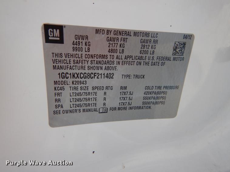 image for item DB8262 2012 Chevrolet Silverado 2500HD Crew Cab pickup truck