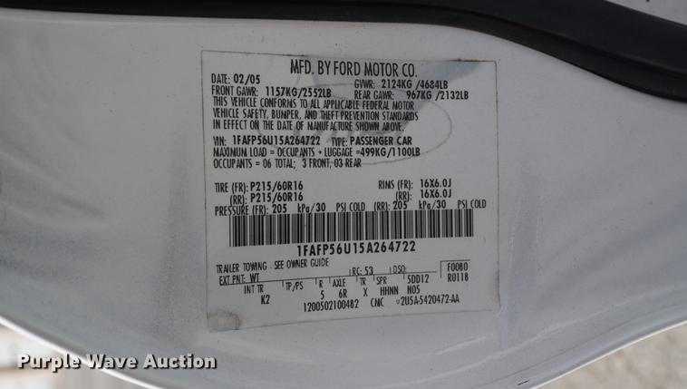 image for item DD6530 2005 Ford Taurus