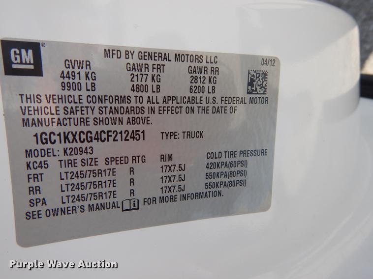 image for item DF1768 2012 Chevrolet Silverado 2500HD Crew Cab pickup truck