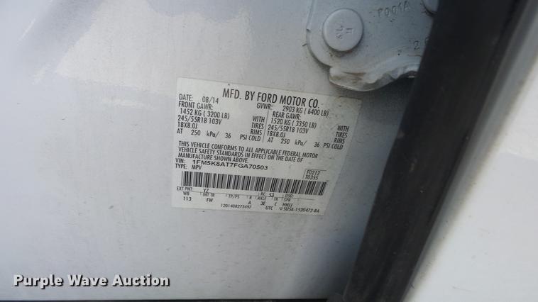 image for item DF4354 2015 Ford Explorer Police SUV