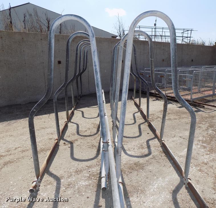 image for item G1324 Approximately 24 four and five cow aluminum stanchion sets