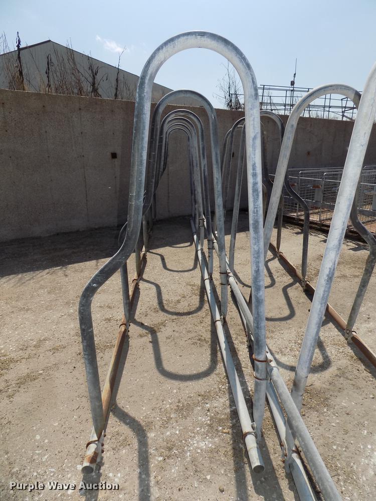 image for item G1324 Approximately 24 four and five cow aluminum stanchion sets