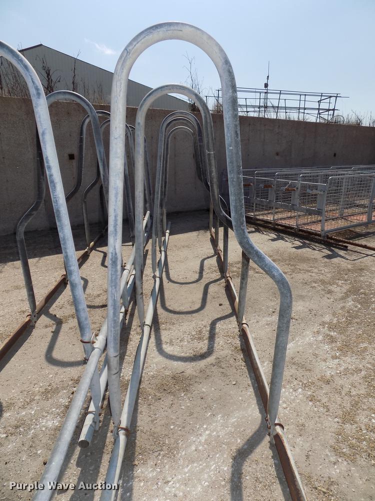 image for item G1325 Approximately 24 four and five cow aluminum stanchion sets