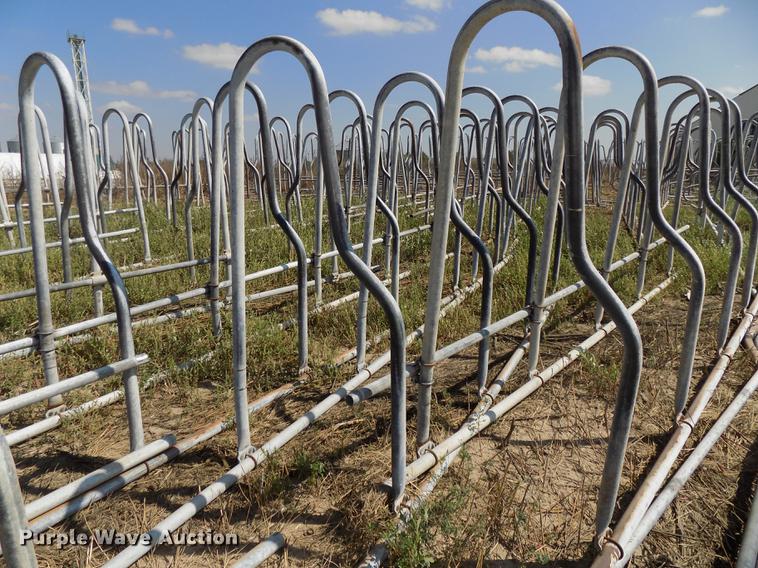 image for item G1325 Approximately 24 four and five cow aluminum stanchion sets