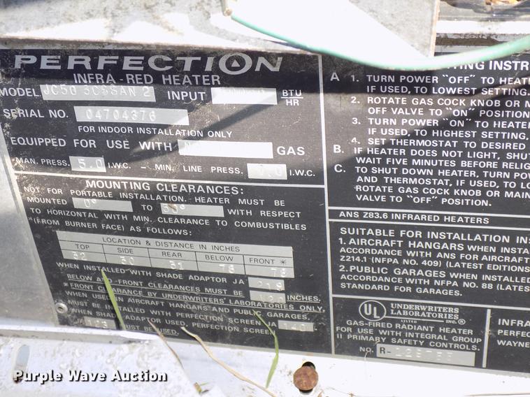 image for item G1328 (7) infrared unvented radiant heaters