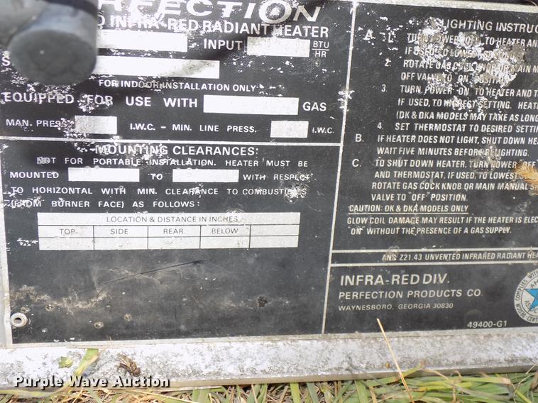 image for item G1328 (7) infrared unvented radiant heaters