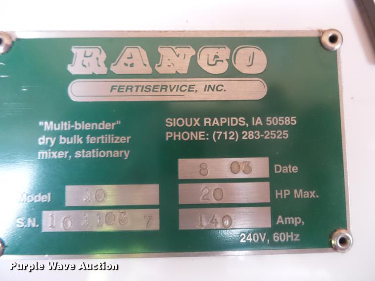 image for item DC1230 Ranco 10 Milti-blender dry bulk fertilizer mixer, stationary plant