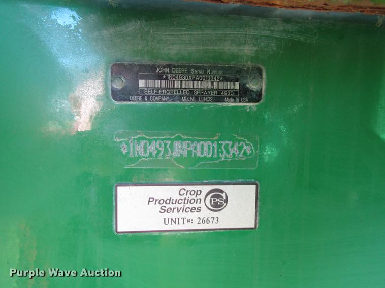 image for item DD4308 2011 John Deere 4930 sprayer