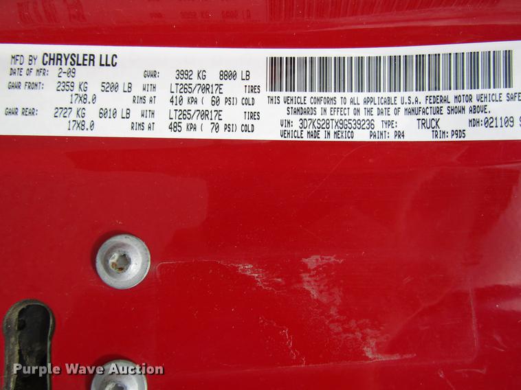 image for item DD4328 2009 Dodge Ram 2500 Quad Cab pickup truck