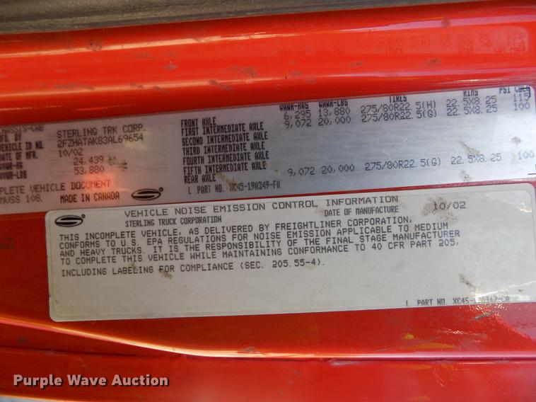 image for item DB4750 2003 Sterling LT7501 dump truck