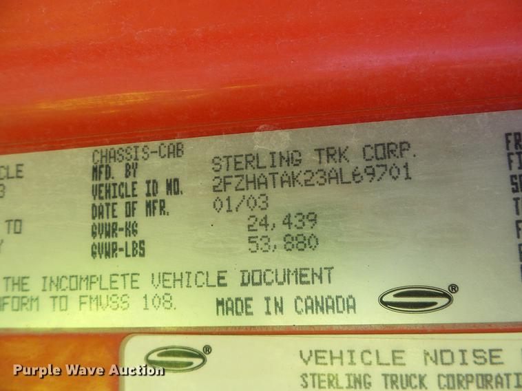 image for item DD5897 2003 Sterling LT7500 dump truck