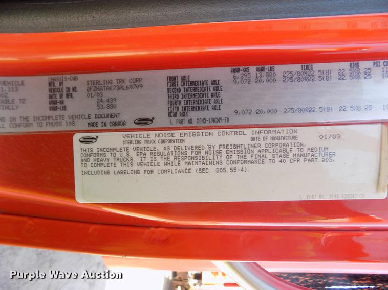 image for item DD5898 2003 Sterling LT7500 dump truck