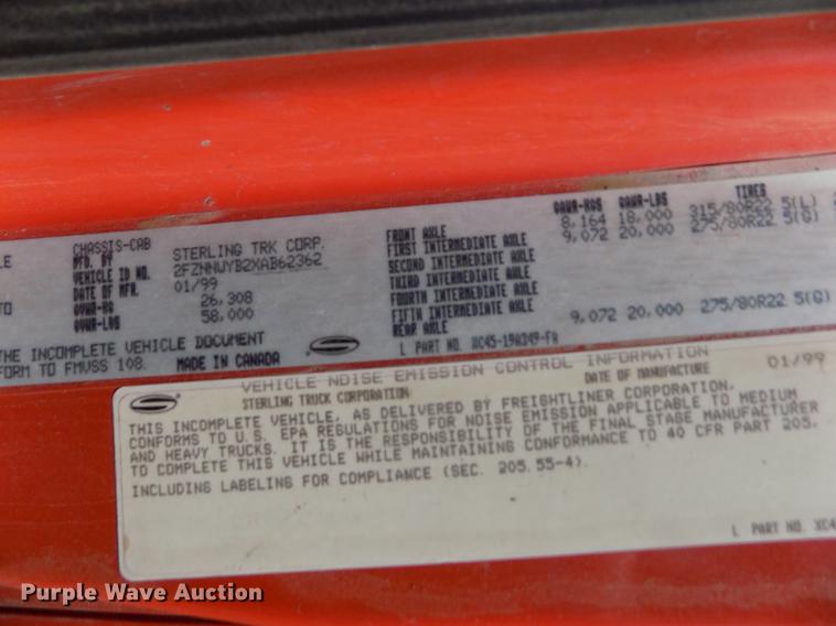 image for item DD5901 1999 Sterling L9511 dump truck