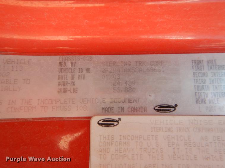 image for item DD6461 2003 Sterling LT7500 dump truck